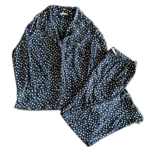 Soft Surroundings Navy Polka Dot Pajama Set Women's Small